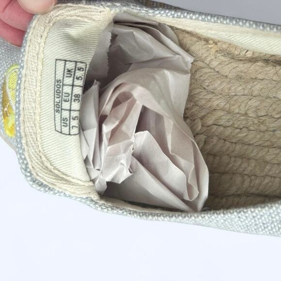 Soludos Women's Lemon Embroidered Espadrilles size 7.5 NEW Summer Cute Girly - Picture 10 of 12